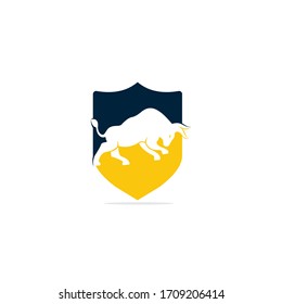 Bull vector logo design. Simple animal vector logo design template.