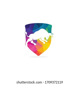 Bull vector logo design. Simple animal vector logo design template.