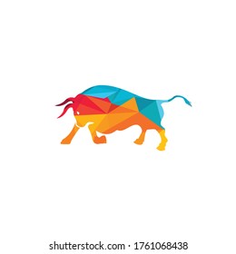 Bull vector logo design. Simple animal vector logo design template.