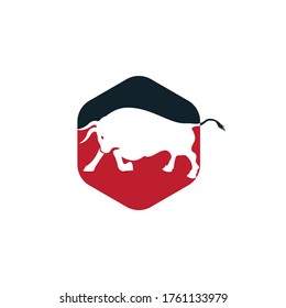 Bull vector logo design. Simple animal vector logo design template.