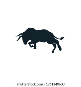 Bull vector logo design. Simple animal vector logo design template.