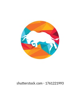 Bull vector logo design. Simple animal vector logo design template.