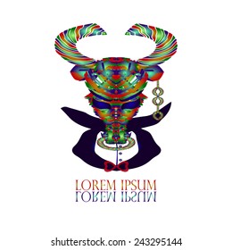 Bull vector logo design template. Creative idea logotype. Buffalo mascot, team logo design.   Gentleman club creative symbol. Active symbol concept icon.