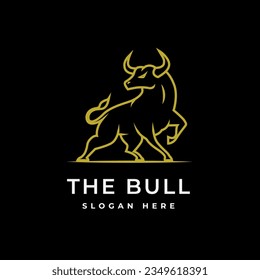 Bull vector logo. Monoline creative logotype