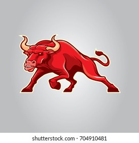 bull vector for mascot or logo isolated on gradient background