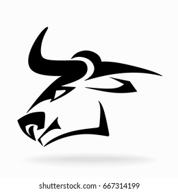 Bull, vector, on white background, tribal