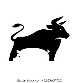 bull vector with pig negative space illustration