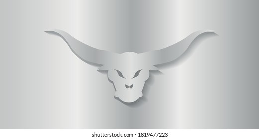 bull vector silver logo on gray background.Design for advertising and company logo