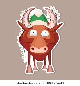 bull vector, symbol of the new year 2021. Illustration for printing, backgrounds, wallpapers, covers, packaging, greeting cards, posters, stickers, textile and seasonal design.