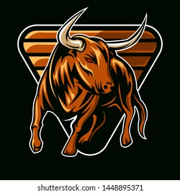 Bull Vector Team Logo In Dark Background