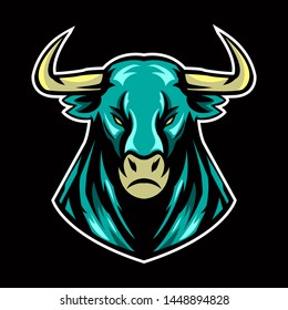 Bull Vector Team Logo In Green Color