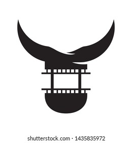 Bull with video film logo template vector icon design