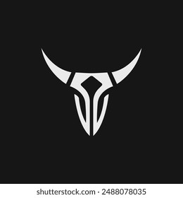 Bull viking helmet logo design. Tribal design warrior bull head.