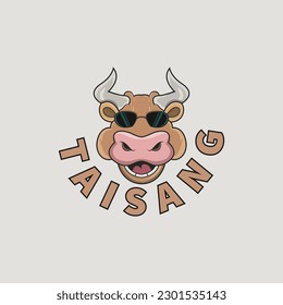 bull vintage cartoon mascot logo 