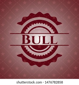Bull vintage red emblem. Vector Illustration. Detailed.