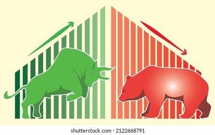 Bull vs Bear symbol of stock market trend Vector Illustration