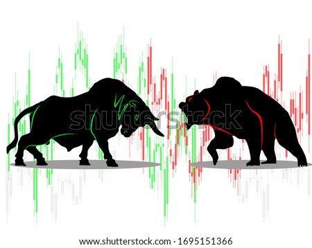 bull vs bear symbol of stock market trend on white background Illustration