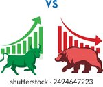 bull vs bear symbols of stock market growing and falling arrows