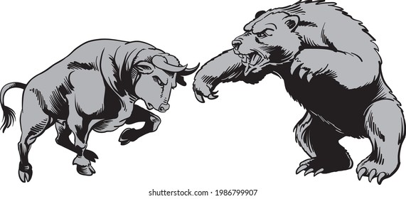 Bull vs bearish  for Stock Marketing or Financial Investment