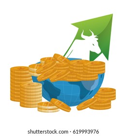 bull wall street money coins