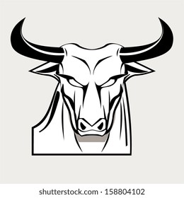 Bull. White Bull Head. Bold White Bull. Vector illustration