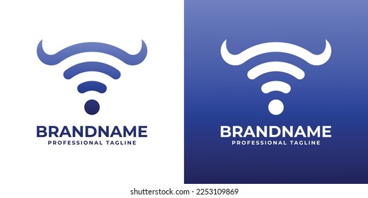 Logotipo Bull Wifi, adecuado para cualquier negocio relacionado con el toro y la Wifi.