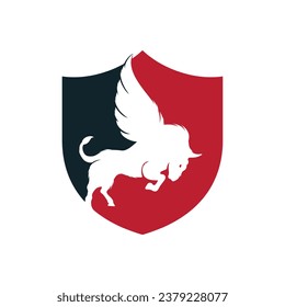 Bull and wings Logo creative design. flying bull icon Vector Illustration