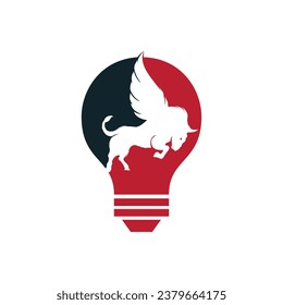Bull and wings Logo creative design. flying bull icon Vector Illustration