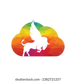Diseño creativo con logotipo Bull and wings. icono de toro volante Vector Ilustración