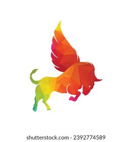 Bull and wings Logo creative design. flying bull icon Vector Illustration