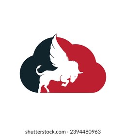 Bull and wings Logo creative design. flying bull icon Vector Illustration