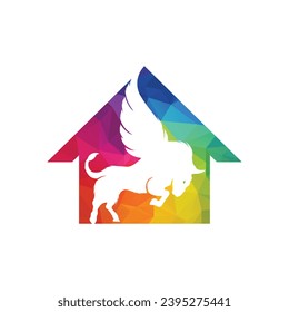 Bull and wings Logo creative design. flying bull icon Vector Illustration