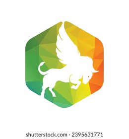 Bull and wings Logo creative design. flying bull icon Vector Illustration