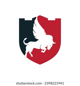 Bull and wings Logo creative design. flying bull icon Vector Illustration