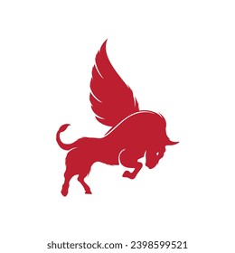 Bull and wings Logo creative design. flying bull icon Vector Illustration