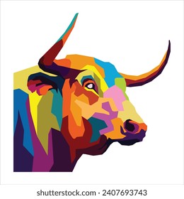 bull in wpwp popart style for illustration and background