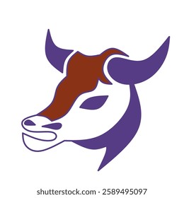 bull zodiac logo taurus illustration in purple and red color vector illustration on white background