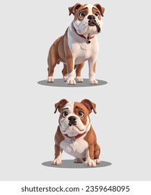 Bulldog 3D Animation Vector Design