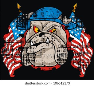 bulldog and American flag