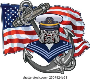 Bulldog and Anchor - naval warfare branch of the Armed Forces. Anchor symbol. Poster, card, banner, tattoo