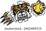 A bulldog animal softball sports team cartoon mascot