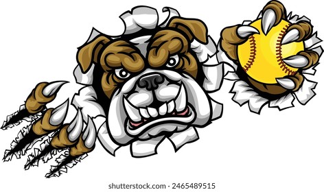 A bulldog animal softball sports team cartoon mascot