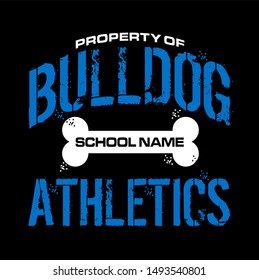 bulldog athletics team design with dog bone for school, college or league