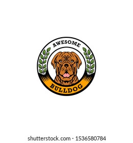 bulldog awesome vintage / retro logo design template