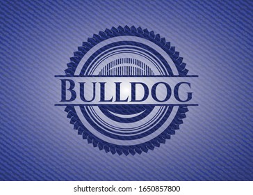 Bulldog badge with denim texture. Vector Illustration. Detailed.