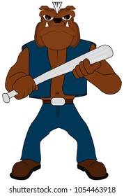 bulldog with a baseball bat