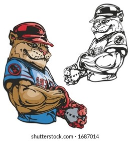 Bulldog Baseball Mascot. Great for t-shirt designs, school mascot logo and any other design work. Ready for vinyl cutting.