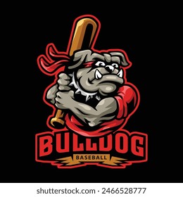 Plantilla de logotipo de mascota de béisbol Bulldog para Arte vectorial de equipos deportivos y deportivos por Artbot Studio