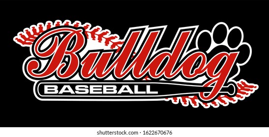 bulldog baseball team design with bat and stitches for school, college or league