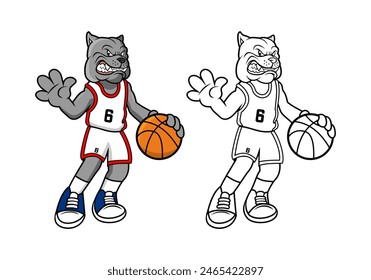 Bulldog Basketballspieler Cartoon Charakter Design Illustration , passend für Ihre Design-Bedürfnisse, Logo, Illustration, Animation, etc.